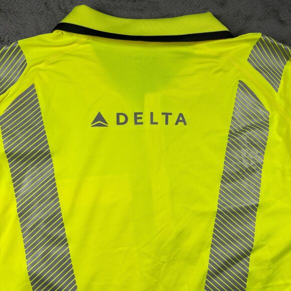 Lands End Delta Airlines Uniform Polo Shirt Reflective Crew Work Yellow XL G313 - Picture 4 of 10